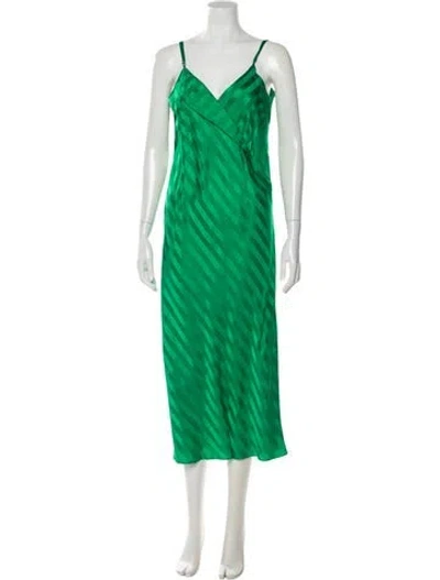 Pre-owned Michelle Mason Silk Long Dress In Green