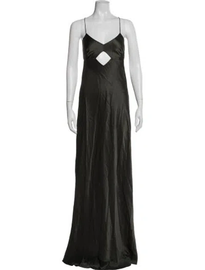 Pre-owned Michelle Mason Silk Long Dress In Green