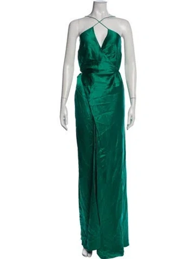 Pre-owned Michelle Mason Silk Long Dress In Green