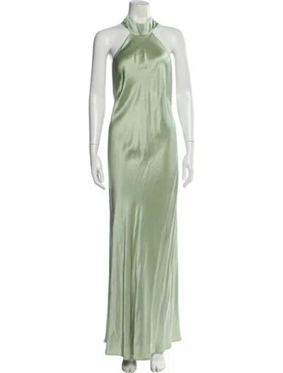 Pre-owned Michelle Mason Silk Long Dress In Green