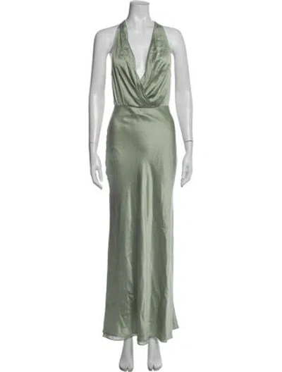 Pre-owned Michelle Mason Silk Long Dress In Green