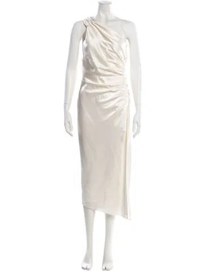 Pre-owned Michelle Mason Silk Long Dress In Neutral