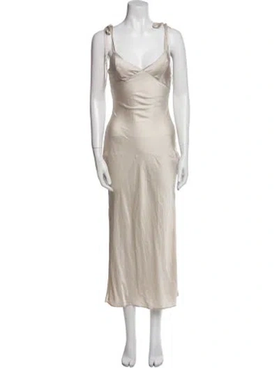Pre-owned Michelle Mason Silk Long Dress In Neutral