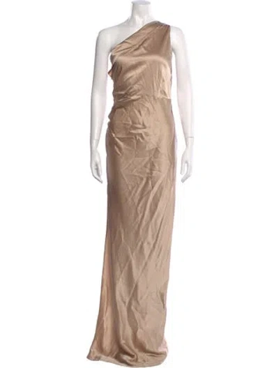 Pre-owned Michelle Mason Silk Long Dress In Neutral