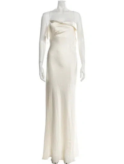 Pre-owned Michelle Mason Silk Long Dress In Neutral