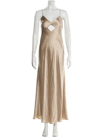 Pre-owned Michelle Mason Silk Long Dress In Neutral