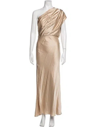 Pre-owned Michelle Mason Silk Long Dress In Neutrals
