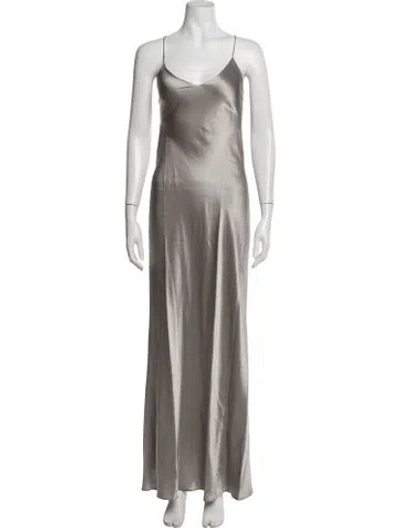Pre-owned Michelle Mason Silk Long Dress In Neutrals