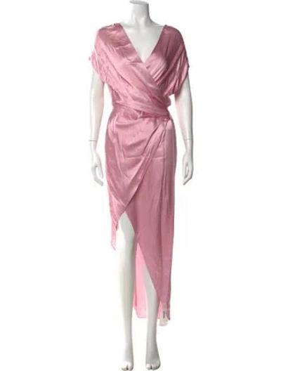 Pre-owned Michelle Mason Silk Long Dress In Pink