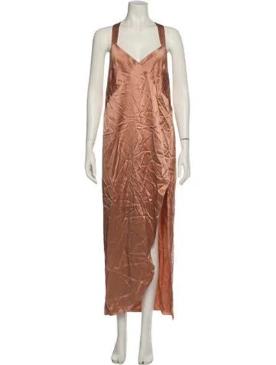 Pre-owned Michelle Mason Silk Long Dress In Pink