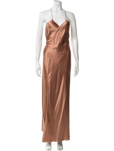 Pre-owned Michelle Mason Silk Long Dress In Pink