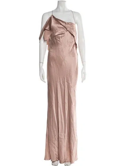 Pre-owned Michelle Mason Silk Long Dress In Pink