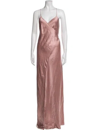 Pre-owned Michelle Mason Silk Long Dress In Pink