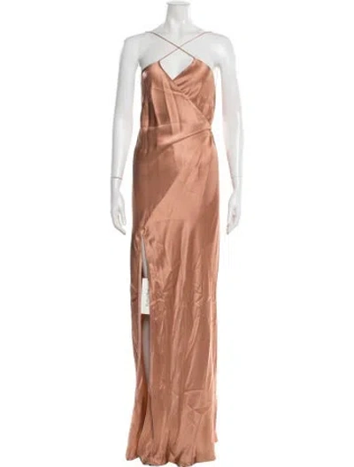 Pre-owned Michelle Mason Silk Long Dress In Pink