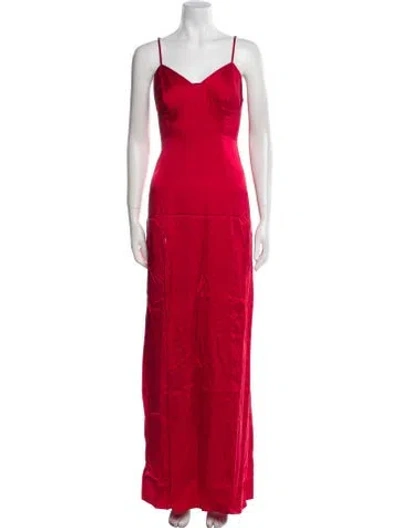 Pre-owned Michelle Mason Silk Long Dress In Red