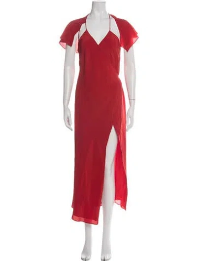 Pre-owned Michelle Mason Silk Long Dress In Red