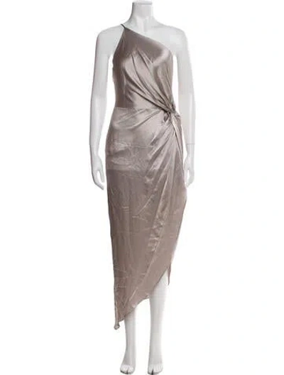 Pre-owned Michelle Mason Silk Long Dress In Silver