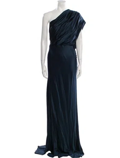 Pre-owned Michelle Mason Silk Long Dress W/ Tags In Blue