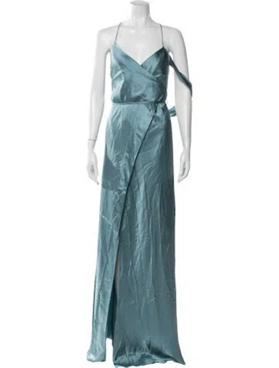 Pre-owned Michelle Mason Silk Long Dress W/ Tags In Blue