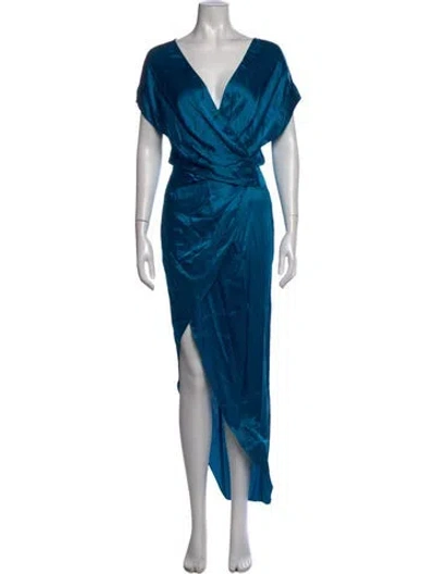 Pre-owned Michelle Mason Silk Long Dress W/ Tags In Blue/metallic