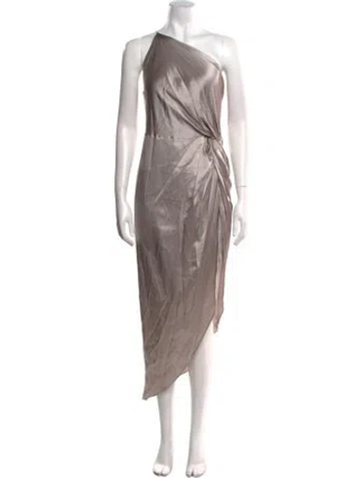 Pre-owned Michelle Mason Silk Long Dress W/ Tags In Gray