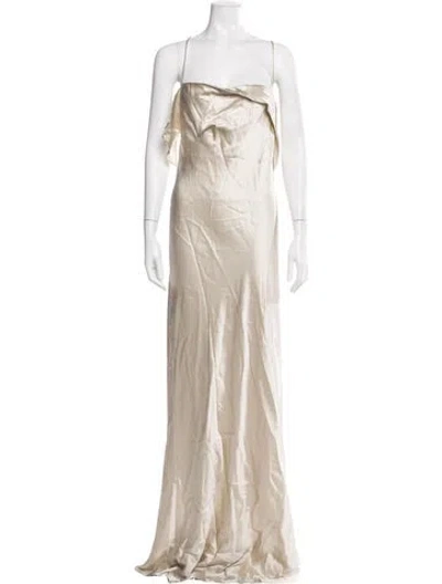 Pre-owned Michelle Mason Silk Long Dress W/ Tags In Neutral
