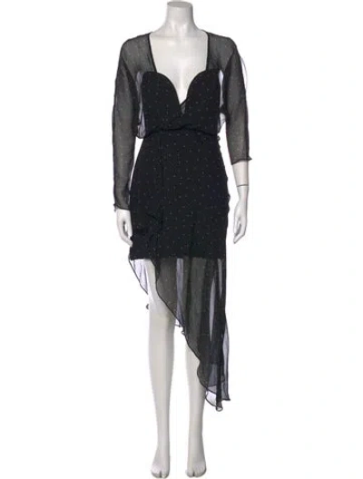Pre-owned Michelle Mason Silk Midi Length Dress In Black