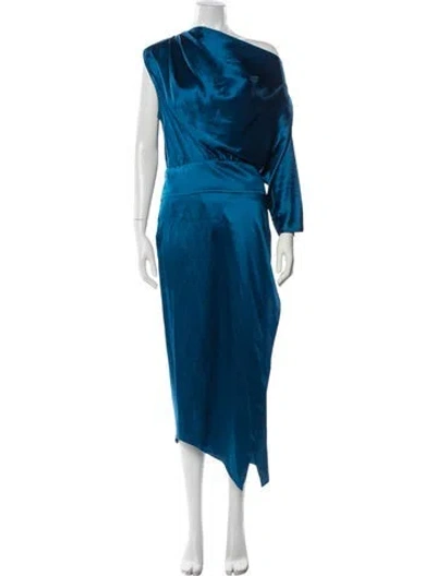 Pre-owned Michelle Mason Silk Midi Length Dress In Blue