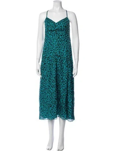 Pre-owned Michelle Mason Silk Midi Length Dress In Blue