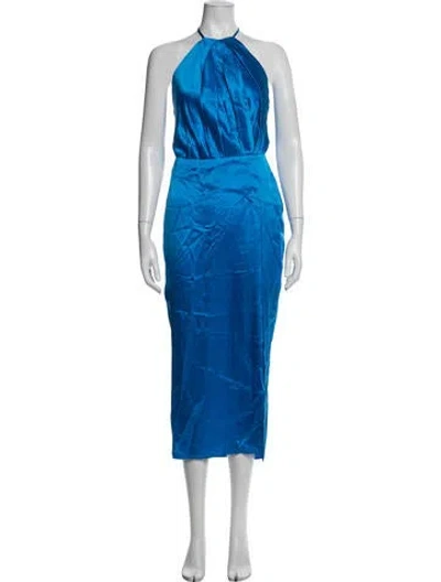 Pre-owned Michelle Mason Silk Midi Length Dress In Blue