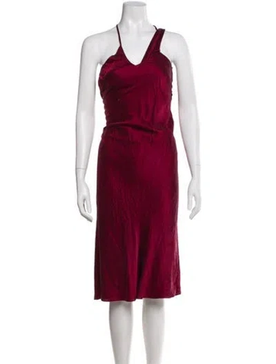 Pre-owned Michelle Mason Silk Midi Length Dress In Burgundy