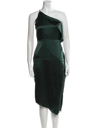 Pre-owned Michelle Mason Silk Midi Length Dress In Green