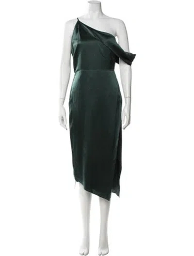 Pre-owned Michelle Mason Silk Midi Length Dress In Green