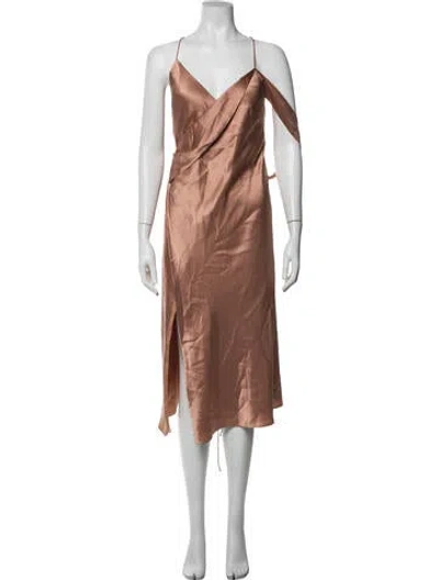 Pre-owned Michelle Mason Silk Midi Length Dress In Pink
