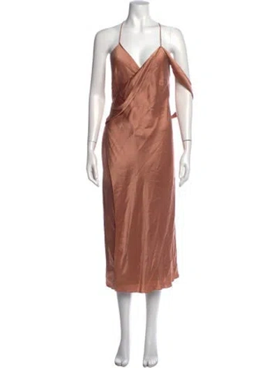 Pre-owned Michelle Mason Silk Midi Length Dress In Purple