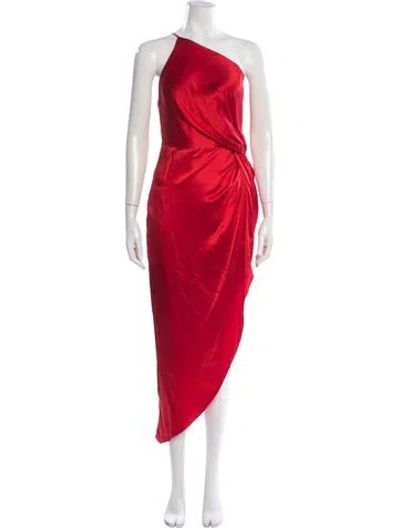 Pre-owned Michelle Mason Silk Midi Length Dress In Red