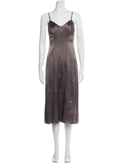 Pre-owned Michelle Mason Silk Midi Length Dress W/ Tags In Brown