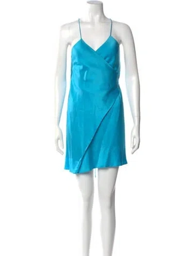 Pre-owned Michelle Mason Silk Mini Dress In Blue