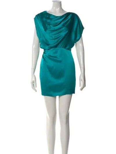 Pre-owned Michelle Mason Silk Mini Dress In Blue