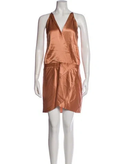 Pre-owned Michelle Mason Silk Mini Dress In Brown