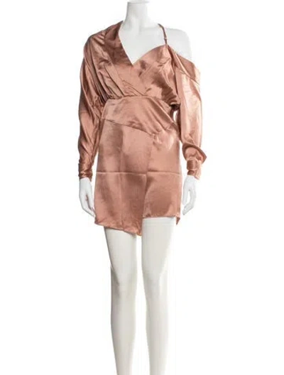 Pre-owned Michelle Mason Silk Mini Dress In Brown