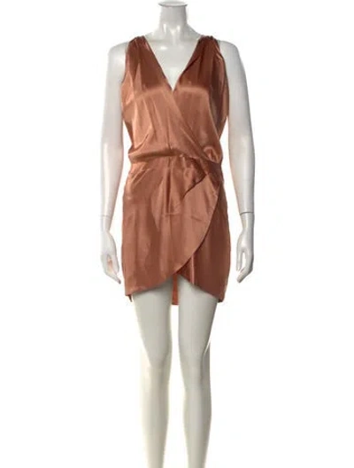 Pre-owned Michelle Mason Silk Mini Dress In Brown
