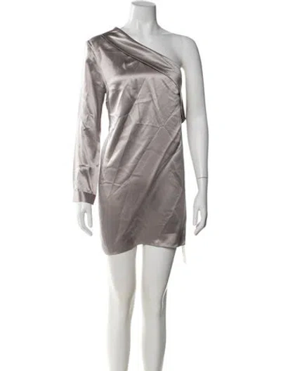 Pre-owned Michelle Mason Silk Mini Dress In Gray
