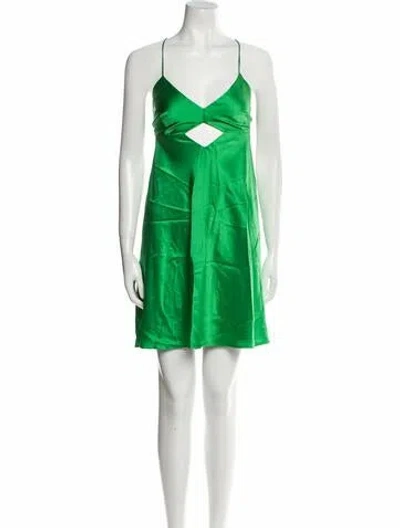 Pre-owned Michelle Mason Silk Mini Dress In Green