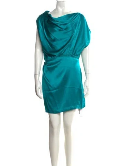 Pre-owned Michelle Mason Silk Mini Dress In Green