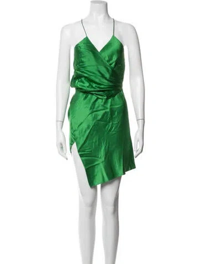 Pre-owned Michelle Mason Silk Mini Dress In Green