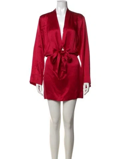 Pre-owned Michelle Mason Silk Mini Dress In Metallic/red