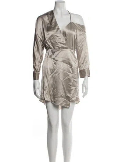 Pre-owned Michelle Mason Silk Mini Dress In Neutral