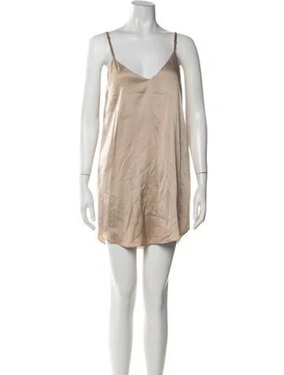 Pre-owned Michelle Mason Silk Mini Dress In Neutrals