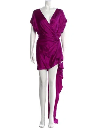 Pre-owned Michelle Mason Silk Mini Dress In Purple